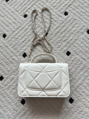 CHANEL 25S MINI FLAP BAG 19 IN WHITE CAVIAR LEATHER