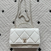 CHANEL 25S MINI FLAP BAG 19 IN WHITE CAVIAR LEATHER