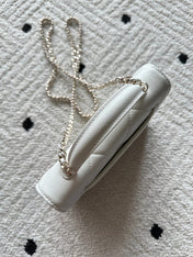 CHANEL 25S MINI FLAP BAG 19 IN WHITE CAVIAR LEATHER