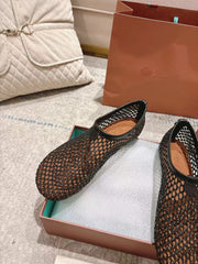 FLAT SHOES IN BLACK MESH FABRIC