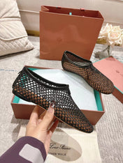 FLAT SHOES IN BLACK MESH FABRIC