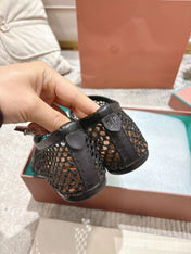 FLAT SHOES IN BLACK MESH FABRIC