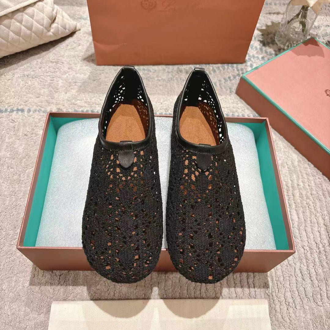 FLAT SHOES 25 IN BLACK MESH FABRIC
