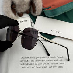 LOW NOSEBRIDGE FIT RECTANGULAR SUNGLASSES G0203 IN METAL