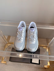 CC SNEAKERS IN GLOSSY SILVER CALFSKIN AND MESH