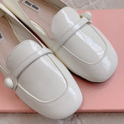 Floral White Loafer Shoes Sheepskin