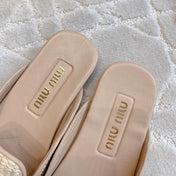 MULES SLIPPERS BEIGE COLOR STRAW WOVEN