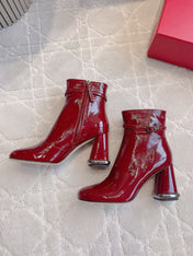 VIV' PODIUM BOOTIES IN RED GLOSSY LAMBSKIN
