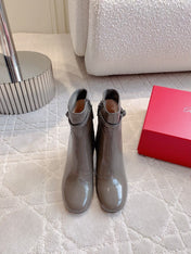 VIV' PODIUM BOOTIES IN GREY GLOSSY LAMBSKIN