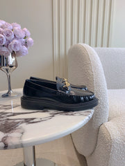 CELINE 25S ARC DE TRIOMPHE LOAFERS IN BLACK SHINY CALFSKIN GOLD HARDWARE