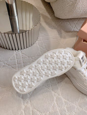 THICK SOLE SNEAKERS IN WHITE LAMBSKIN WITH RABBIT FUR LINING