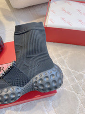 VIV' RUN LIGHT SOCKS ANKLE BOOTS IN BLACK FABRIC STRASS BUCKLE