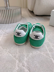 CELINE 25S JOGGER LOW LACE UP SNEAKER IN DEEP TEAL CALFSKIN AND SUEDE