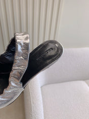 BALENCIAGA 25S HIGH SLINGBACK 35 MM IN SILVER LAMBSKIN WITH GOLD HARDWARE