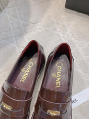 CHANEL 25S MOCCASINS IN ROSEWOOD CALFSKIN GOLD HARDWARE