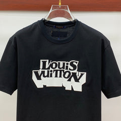 LV T-SHIRT EMBROIDERED LOGO IN BLACK COTTON 238879