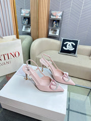 VLOGO SLINGBACK PUMP IN PASTEL PINK CALFSKIN LEATHER