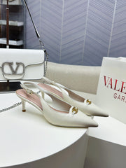 HIGH SLINGBACK 60MM IN WHITE CALFSKIN