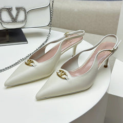 HIGH SLINGBACK 60MM IN WHITE CALFSKIN