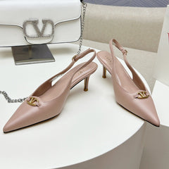 HIGH SLINGBACK 60MM IN BLUSH PINK CALFSKIN