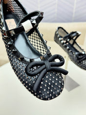ROCKSTUD BLACK MESH BALLERINA WITH CRYSTALS