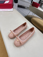 VLTN CLASSIC BALLET FLATS 25S IN NUDE PINK CALFSKIN WITH BOW