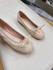 VLTN CLASSIC BALLET FLATS 25S IN LIGHT BEIGE CALFSKIN WITH BOW