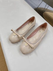 VLTN CLASSIC BALLET FLATS 25S IN LIGHT BEIGE CALFSKIN WITH BOW