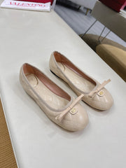 VLTN CLASSIC BALLET FLATS 25S IN LIGHT BEIGE CALFSKIN WITH BOW
