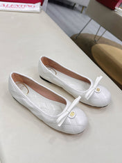 VLTN CLASSIC BALLET FLATS 25S IN WHITE CALFSKIN WITH BOW