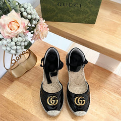 GG  Crochet platform Espadrilles Blush Black