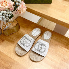 GG  Casual Style Logo Sandals White