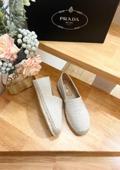 PRA ESPADRILLES LOAFERS CREAMY WHITE LINEN FABRIC