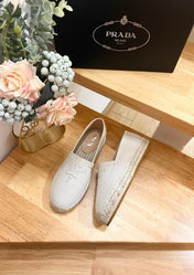 PRA ESPADRILLES LOAFERS CREAMY WHITE LINEN FABRIC