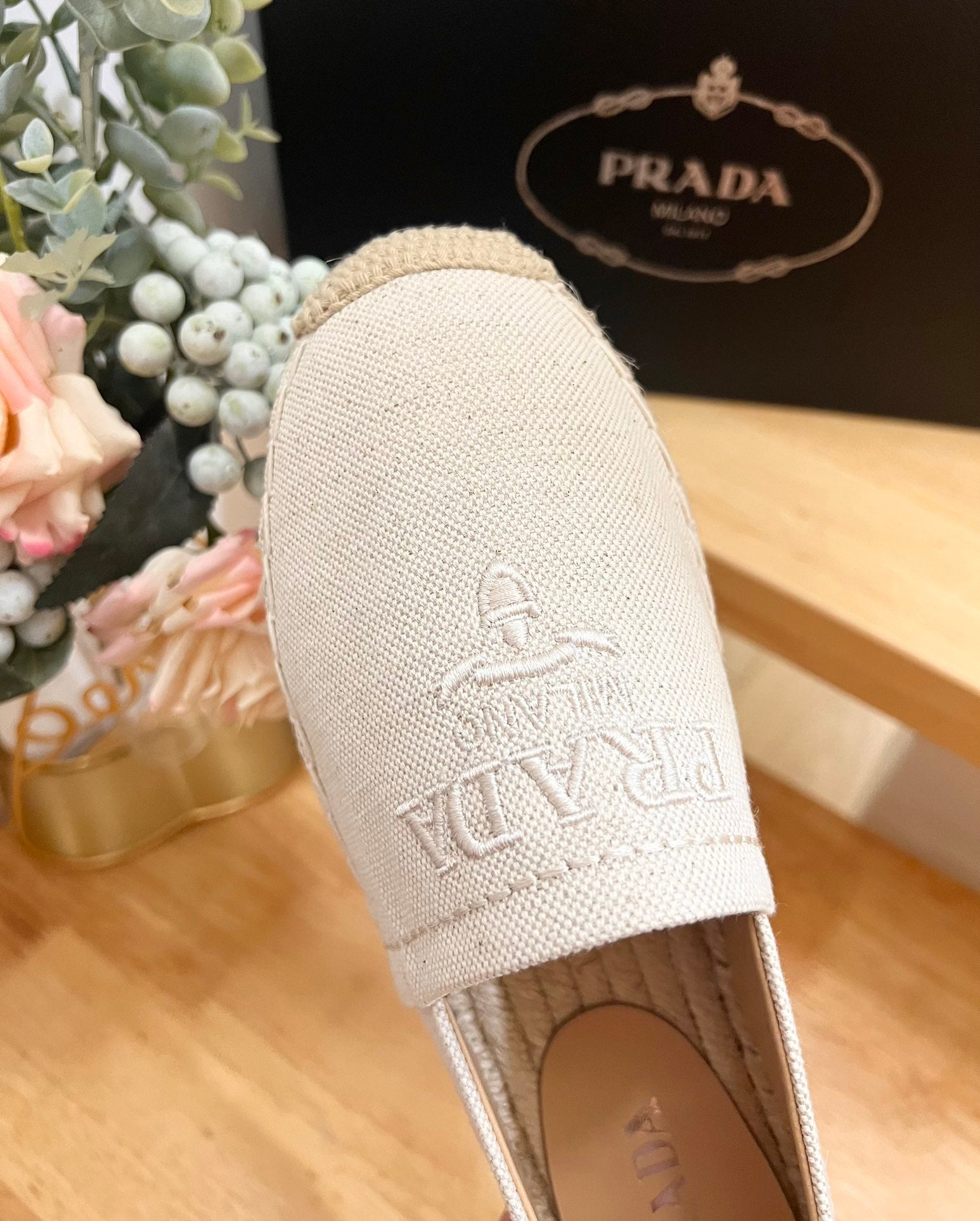 PRA ESPADRILLES LOAFERS CREAMY WHITE LINEN FABRIC