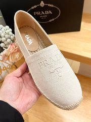 PRA ESPADRILLES LOAFERS CREAMY WHITE LINEN FABRIC