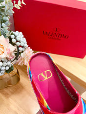 GARAVANI PRINTED COLORFUL CANVAS MULE WITH EMBROIDERED LOGO