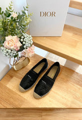 GRANVILLE ESPADRILLE BLACK QUILTED CANNAGE CALFSKIN