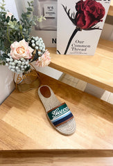 GG SLIDES IN MULTICOLOR RAFFIA