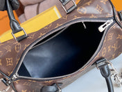 LV 25S SPEEDY SOFT 30 IN BROWN MONOGRAM CANVAS AND CALFSKIN SILVER HARDWARE