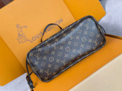 NEVERFULL INSIDE OUT MM BAG 31 IN BROWN MONOGRAM COATED CANVAS AND CALFSKIN