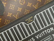 NEVERFULL INSIDE OUT MM BAG 31 IN BROWN MONOGRAM COATED CANVAS AND CALFSKIN
