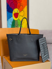 NEVERFULL INSIDE OUT MM BAG 31 IN BROWN MONOGRAM COATED CANVAS AND CALFSKIN