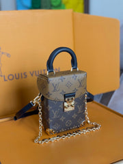 LV 25S CAMERA BOX BAG 18 IN BROWN MONOGRAM CALFSKIN GOLD HARDWARE