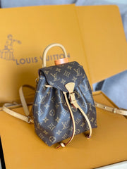 LV 25S MONTSOURIS MINI 20 IN BROWN MONOGRAM CANVAS LEATHER TRIM GOLD HARDWARE