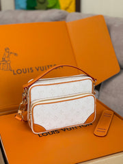 LV 25S NIL BAG 98MM IN WHITE MONOGRAM CANVAS AND CALFSKIN GOLD HARDWARE