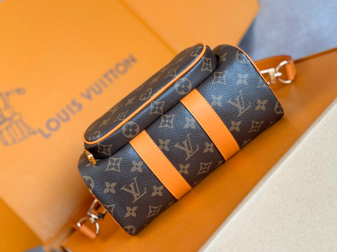 LV 25S KEEPALL CARGO 25 IN BROWN MONOGRAM CANVAS AND CALFSKIN GOLD HARDWARE