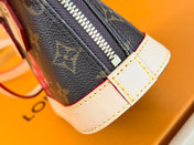 LV 25S NANO ALMA 18 IN DARK BROWN CANVAS MONOGRAM CHERRY PRINT GOLD HARDWARE