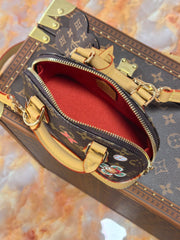 LV 25S NANO ALMA 18 IN BROWN MONOGRAM CANVAS PRINTED WITH THE VIVIENNE MASCOT