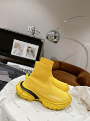 BALENCIAGA 25S SPEED TRAINER SNEAKERS 55 MM IN YELLOW AND BLACK KNIT